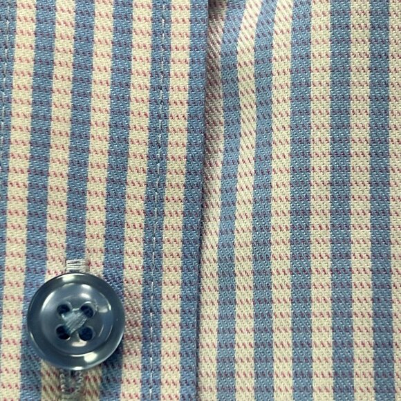 Twillory Shirt Mens 15 32/33 Long Sleeve Button Up Safe Cotton Blue Light Pink - Picture 5 of 8